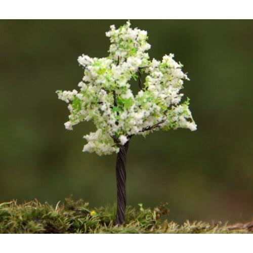 Action Figure random mini Fake tree 6cm PVC DIY White green leaves microscopic bonsai garden ornaments decoration Model Anime