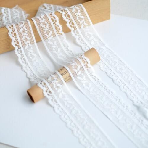4 Meters Width 3.3cm White Skin-Friendly Elastic Lace Trim Embroidery Stretch Lace Fabric DIY Sewing Lingerie Wedding Decoration