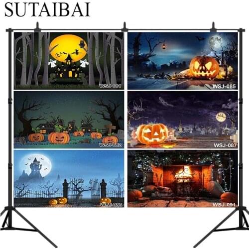 Halloween pumpkin party background photography children family party decoration photo backdrop Horror haunted house