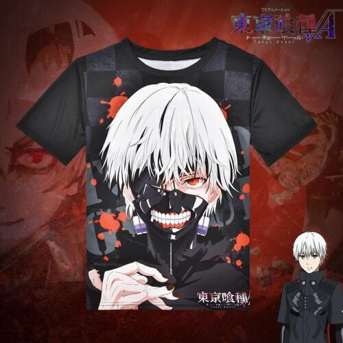 Tokyo ghoul Kaneki Ken Short sleeve T-shirt full-color O-Neck The spring/summer type of cosplay T-shirts