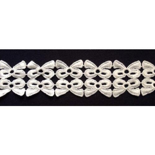 4.5cm polyester water soluble exquisite embroidery bow tie motif lace trim, XERY0608E