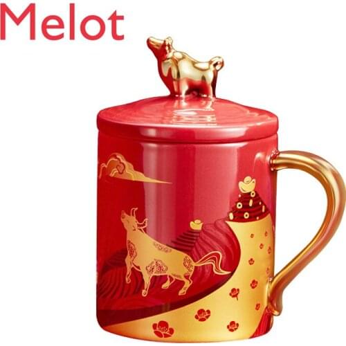 Year of the Ox Chinese Style Mug National Fashion Large Capacity Coffee Cup Joint Gift Box