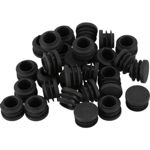 HOT-Round Table Chair Leg Tube Pipe Insert End Cap 19mm Dia 30pcs Black