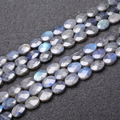 Natural Faceted Oval Gray Labradorite Beads For Jewelry Making Beads Bracelet For Women Gift 15'' DIY Beads Necklace Trinket