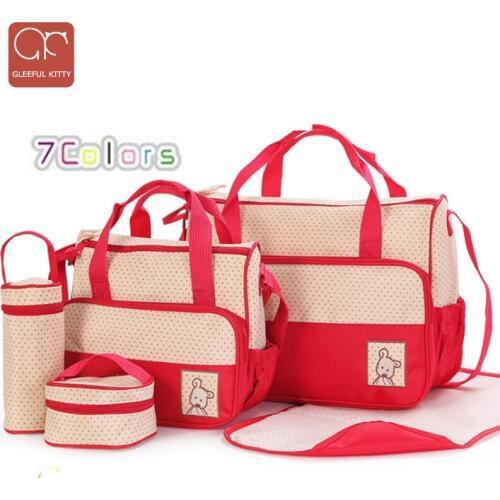 2020 Hi-Q waterproof 5PCS/Set Nylon baby diaper bags Multi-function large capacity Mummy bag aslant baby backpack diaper bags
