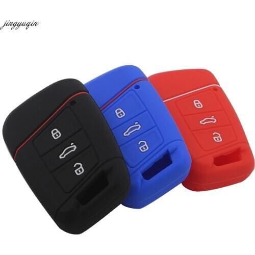 Jingyuqin 20pcs 3 Buttons Silicone Key Case Cover For Volkswagen VW Magotan Passat B8 Skoda A7