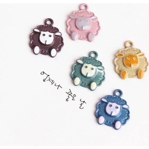 MRHUANG 10pcs/lot Cute Animals Sheep Enamel Charms Pendant Fashion Jewelry Accessories fit Bracelet Necklace Earring DIY