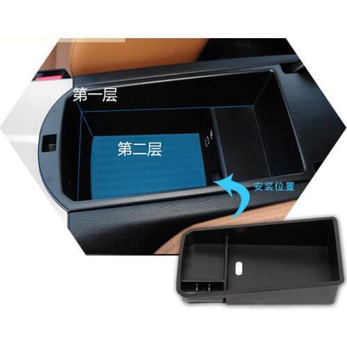 Lapetus Central Storage Pallet Armrest Container Multifunction Box Cover Kit Fit For BMW X6 F16 2015 2016 2017 Black Plastic
