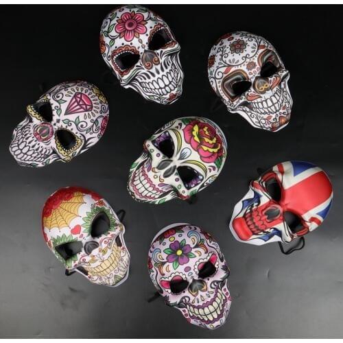 7 Type Halloween Mexican Day of the Dead Skull Print Soft Masks Men Masquerade Bar Party Cosplay Prop with Elastic String 2020
