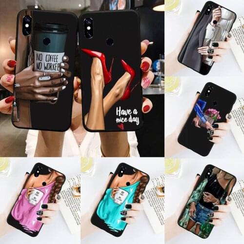 Fashion High heels Girl Flower Phone Case For Xiaomi Redmi Note 4 4x 5 6 7 8 pro S2 PLUS 6A PRO