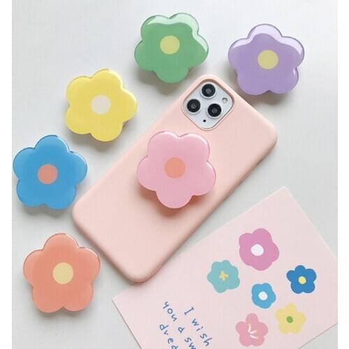 Cartoon Flower Finger Ring Holder Phone Socket Expanding Stand Phone Ring Grip For iPhone Samsung Mobile Phone Accessories