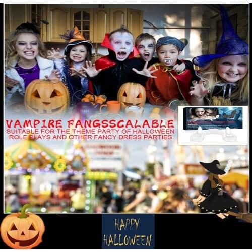 Halloween Retractable Vampire Fake Teeth Halloween Kid Adult Monster Cosplay Masquerade Scary Party Festive Party Supplies