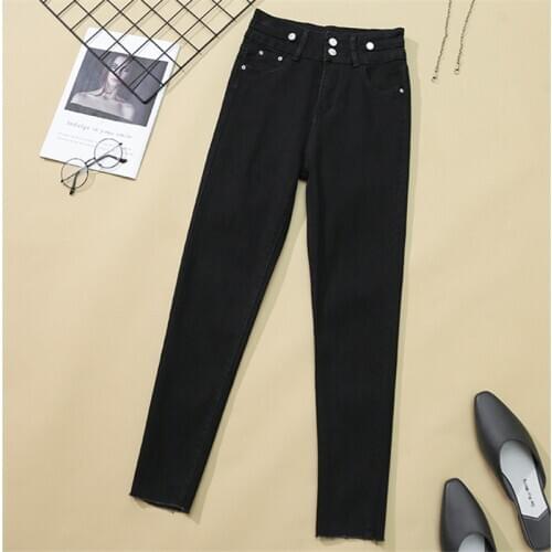 2021 Autumn New Plus size High Waist Black Jeans Womens Fashion Stretch Skinny Little Reet Trousers Female Pencil Pants 4XL G854