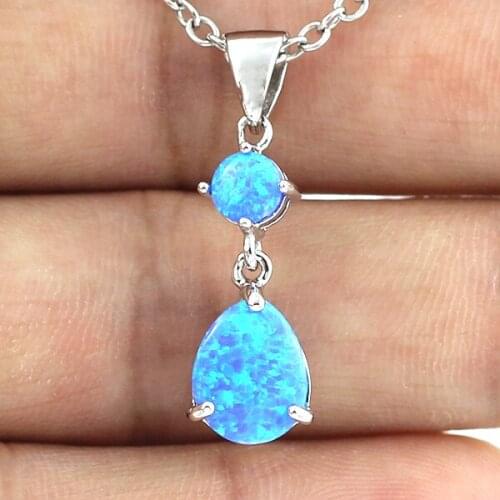 New Arrival Blue Fire Opal Women Fashion Silver Plated Pendant OP305