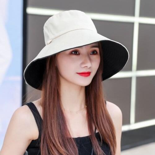 Pure color big brim double-sided male and female outdoor hiking hiking fishing sunshade windproof sunscreen hat