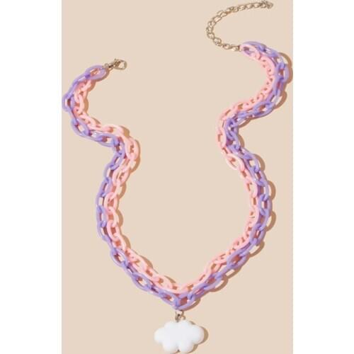 Harajuku Clouds Pendant Necklace Cute Candy Color Acrylic Necklace for Women Girl Cool Party Jewelry Gift