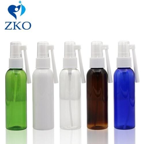 60ml Plastic Clear/Colorful Bottle Nasal Spray Medical Spray Refillable Portable Pump Bottles Rotatable Long Pole Free Shipping