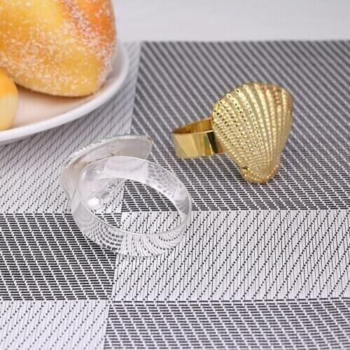 6PCS/Metal Ocean Series Shell Napkin Ring Table Decorations Used for Family Gathering and Western Food occasions