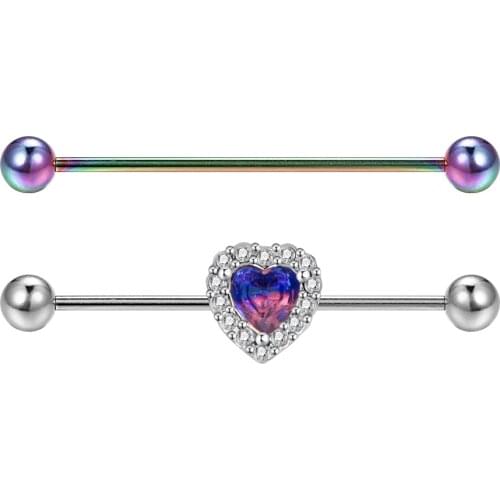 Body Punk 3pcs/set Helix Industrial Piercing Barbell Stainless Steel Ear Studs Cartilage Earrings Colorful Stone Jewelry Women