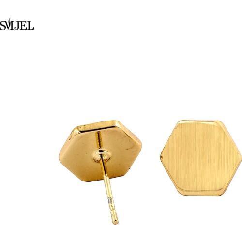 SMJEL 2017 Fashion Hexagon Geometric Earrings for Women Geometric Copper Small Stud Earrings Party gift S144
