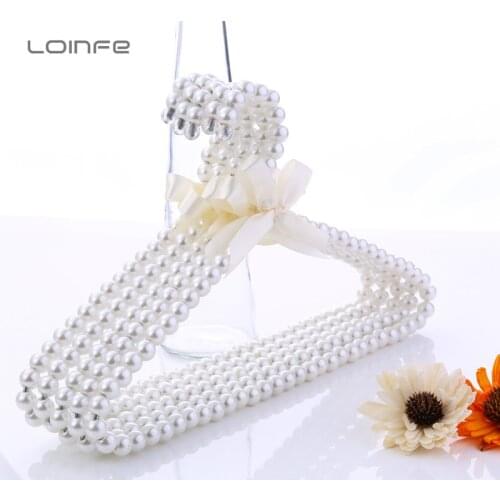 Luxury Pearl Clothes Hanger with Bowknot for Kids Wardrobe Closet Organizer Portable Mini Clothing Hangers Baby Clothing Rack
