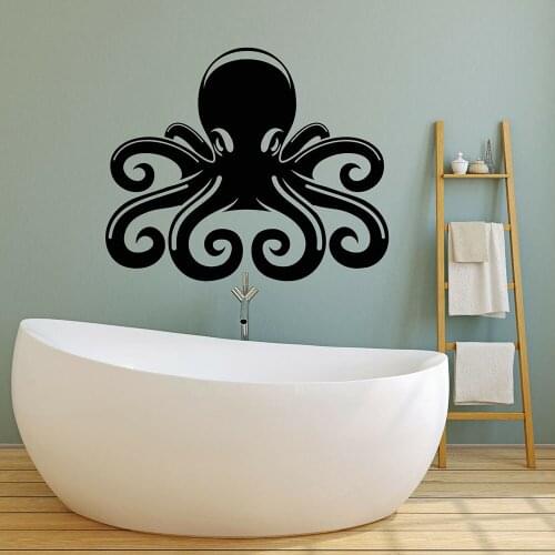 Vinyl Wall Decals Sea Ocean Octopus Bathroom Wall Stickers Home Decor Living Room Waterproof Bedroom Decoration Poster B474