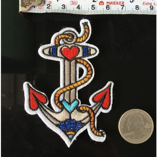 PGY Love Anchor Embroidery Patch Iron on Patches for Clothing Embroidered Applique Fabric Sticker Badge DIY Apparel Parches