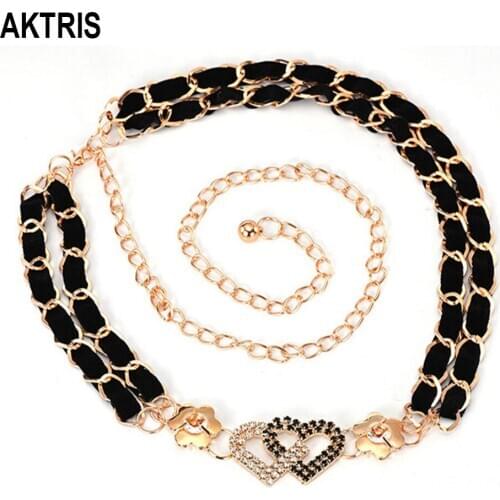 Unique Design Ladies Gold Love Buckle Metal Alloy Chain 2.5cm Wide Lady Decorative Accessories for Women Adjustable AK038