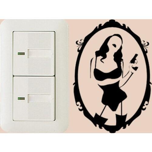Woman Sex Beauty Gun Decor Light Switch Sticker Bedroom Wall Decal 6SS0054