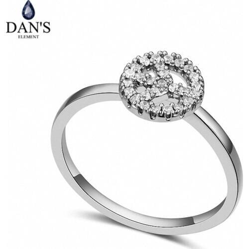 DANS Real Austrian Crystals Brand AAA Zirconia Micro Inlays Fashion Ring for women New Geometric 110726white