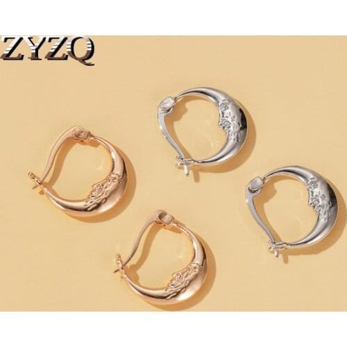 ZYZQ Personality Abstract Face Earring Creative Moon Copper Earrings Accessories for Women Fashion Jewelry Wholesale