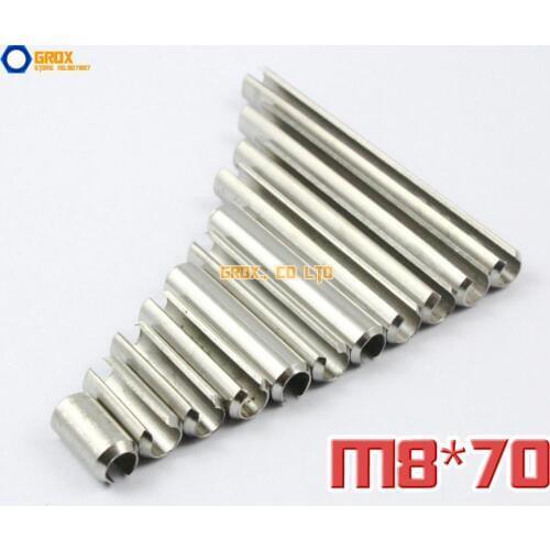 10 Pieces M8 x 70mm 304 Stainless Steel Slotted Spring Tension Pin Sellock Roll Pin