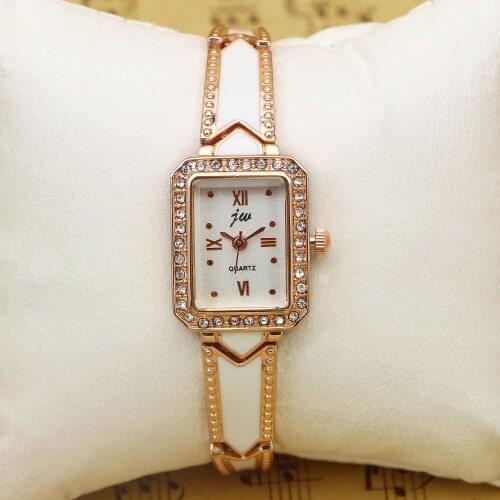 100pcs/lot JW-8016L new arrival square dial crystal watch fashion lady wrap quartz rose gold watch elegance roman style watch