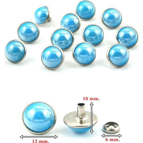 1000 sets. Blue Pearl Rivets Studs Decorations Findings 12 mm