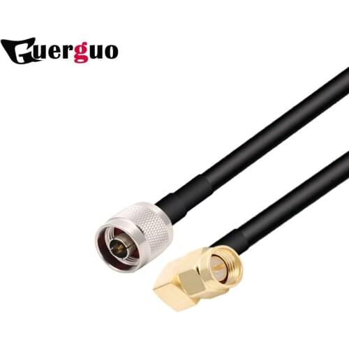2pcs RG58 cable N Type Male to SMA Male90° Plug RF Adapter Coaxial Cable Pigtail Extension cable Cord Jumper 1M 2M 5M 10M