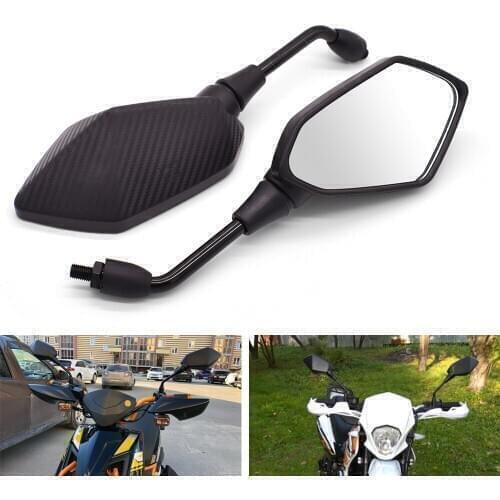 2Pcs/Pair Motorcycle Mirror Carbon Fiber White Glass Rearview Mirrors For Gas Gas EC300 TC125 TE125 MOTO GUZZI 1200 SPORT AUDACE
