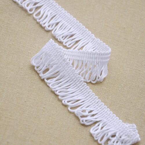 20 Yards White Thread embroideried Fringe Tassel Lace Trim for dress-ZZJ