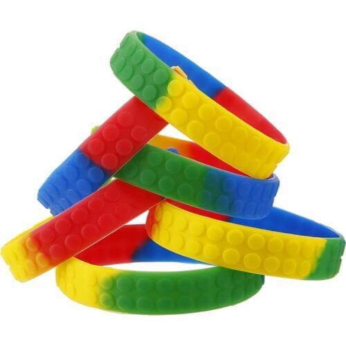 300pcs Building Block rainbow sport silicone wristband bracelet free shipping by DHL