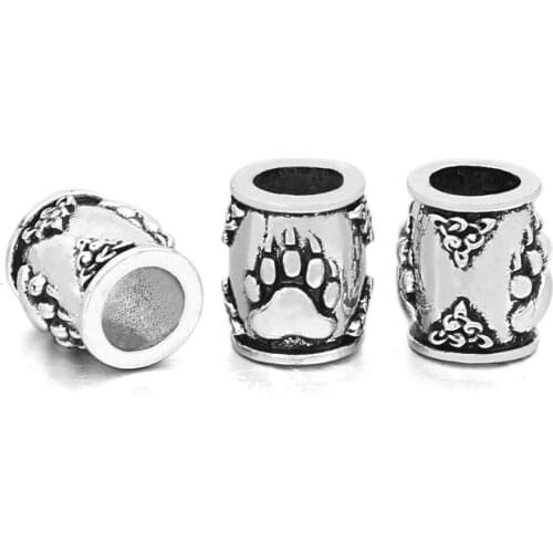 5pcs viking wolf paw bear Beads for Bracelet Necklace with valknut gift bag