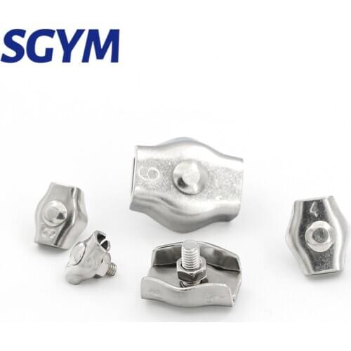 5pcs M2 M3 M4 M5 304Stainless Steel Simplex Post Bolt Clip Wire Rope Cable Clamp Caliper Rope Simple Grip