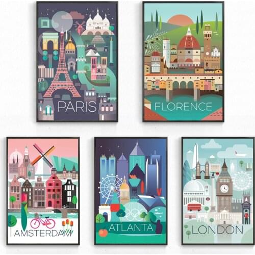 5D DIY Diamond Painting Country City Scenery Full Cross Stitch Amsterdam London Paris Mosaic Embroidery Room Decor Art Gift