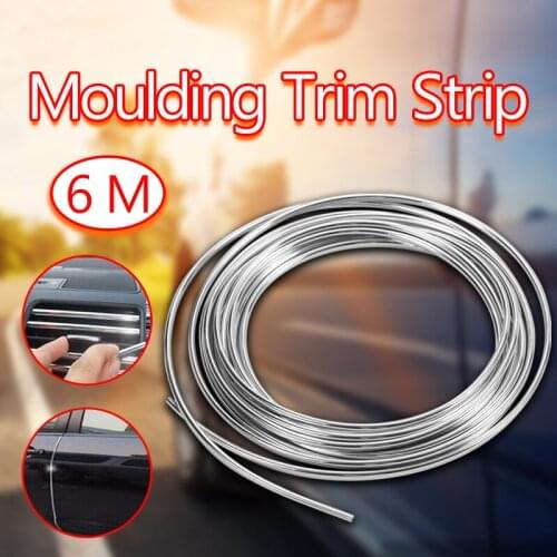6M Chrome Moulding Trim Strip Chrome Trim Strip Car Door Edge Scratch Guard Protector Cover Strip Roll Universal Decorative Line