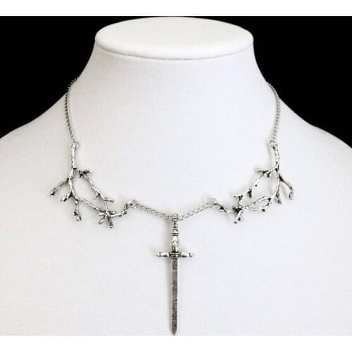 Viking necklace chain with tree branch sword pendant Goth Forest Jewelry women men fashion Gifts Classic necklace medieval new