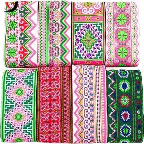 Color ancient totem embroidery webbing 66MMX8YD woven Jacquard Ribbon Trims For Skirt hat decoration DIY sewing accessories