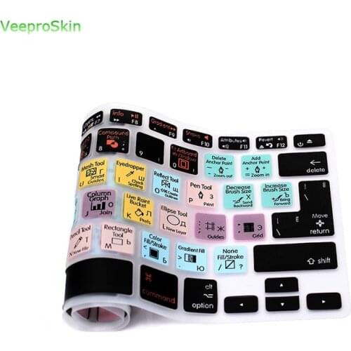 For Mac Air Pro Retina 13"15"Eu/Us Russian Functional Hot Keys Keyboard Cover Adobe Illustrator Ai Protector Silicone Skin