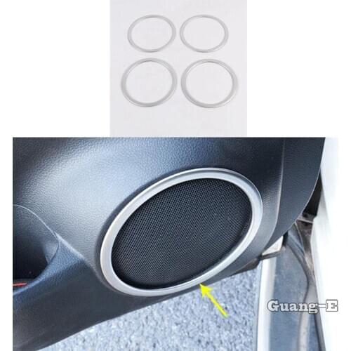 For Nissan Qashqai 2019 2020 Car Door Stick ABS Chrome Audio Speak Sound Cover Ring Circle Lamp Trim Moulding 4pcs