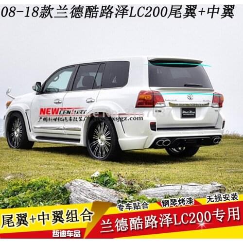 For Toyota Land Cruiser LC200 2008 to 2018 ABS Plastic Rear Roof Spoiler Wing Trunk Lip Boot Cover Car Styling
