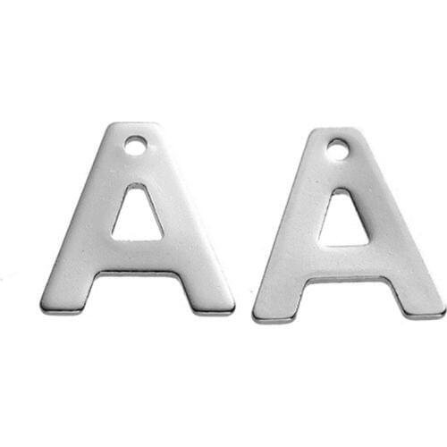 DoreenBeads Fashion 304 Stainless Steel Pendant Silver Color Initial Alphabet/ Letter A " DIY Charms 11mm x 10mm( 3/8"), 30 PCs