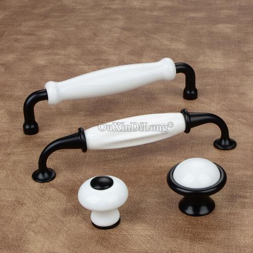 Elegant White 10PCS European Ceramic Kitchen Cabinet Door Handles Cupboard Wardrobe Drawer Wine TV Cabinet Pulls Handles & Knobs
