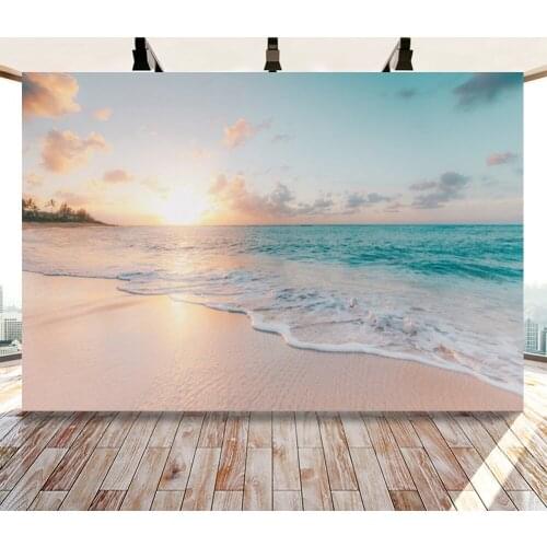 Sunrise and Sunset By The Sea Backdrops Artistic Photos Background Decorations for Beach Holiday Theme Photography Props